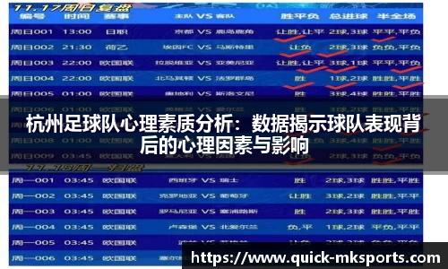 杭州足球队心理素质分析:数据揭示球队表现背后的心理因素与影响